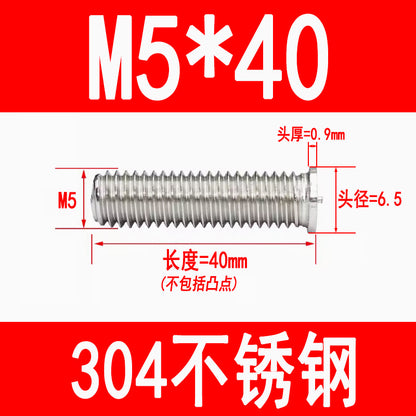 PT type 304 stainless steel welded screws, including welded studs, spot welded studs, and welded bolts (M3, M4, M5, M6, M8).