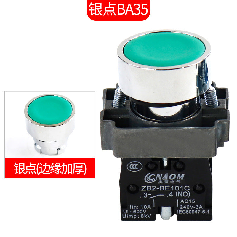 Flat-head push-button switch XB2, metal round self-resetting BA42C, one on/off switch BA31C, silver contact BA35