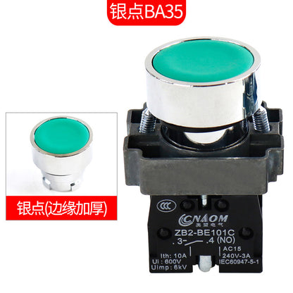 Flat-head push-button switch XB2, metal round self-resetting BA42C, one on/off switch BA31C, silver contact BA35