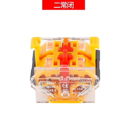 LA38-11BN Round Flat-Head Push Button Switch, Self-Resetting, Jog, Self-Locking, Start/Stop, with Symbols and Markings 22