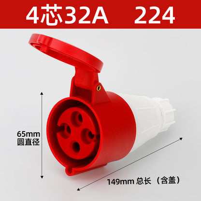 16/32A industrial plug, aviation socket connector, three-phase four-wire, 3/4/5-pin industrial waterproof mating plug