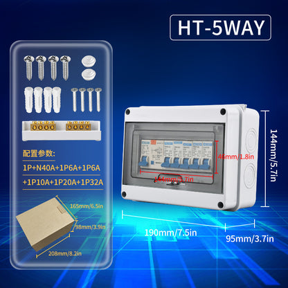 Cross-border waterproof distribution box, IP65 surface-mounted plastic household distribution box with circuit breaker.