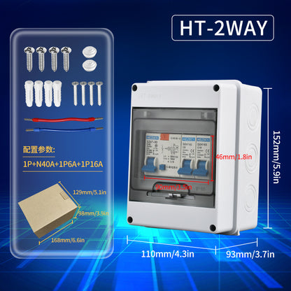 Outdoor waterproof distribution box, IP65 rated, surface-mounted plastic, household use, with circuit breaker, popular cross-border e-commerce product.