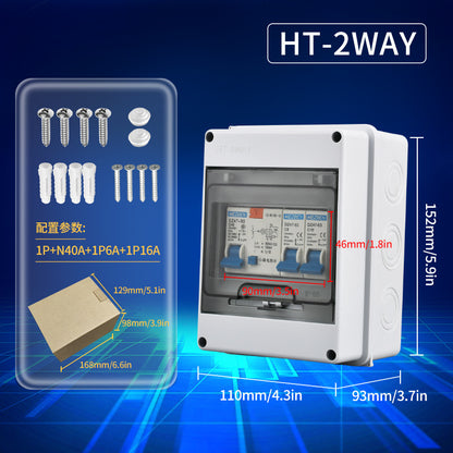 Outdoor waterproof distribution box, IP65 rated, surface-mounted plastic, household use, with circuit breaker, popular cross-border e-commerce product.