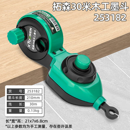 Automatic ink line marking device for construction sites, one-person set, three-piece set: ink line marker, toner, cotton thread, ink line for construction sites.