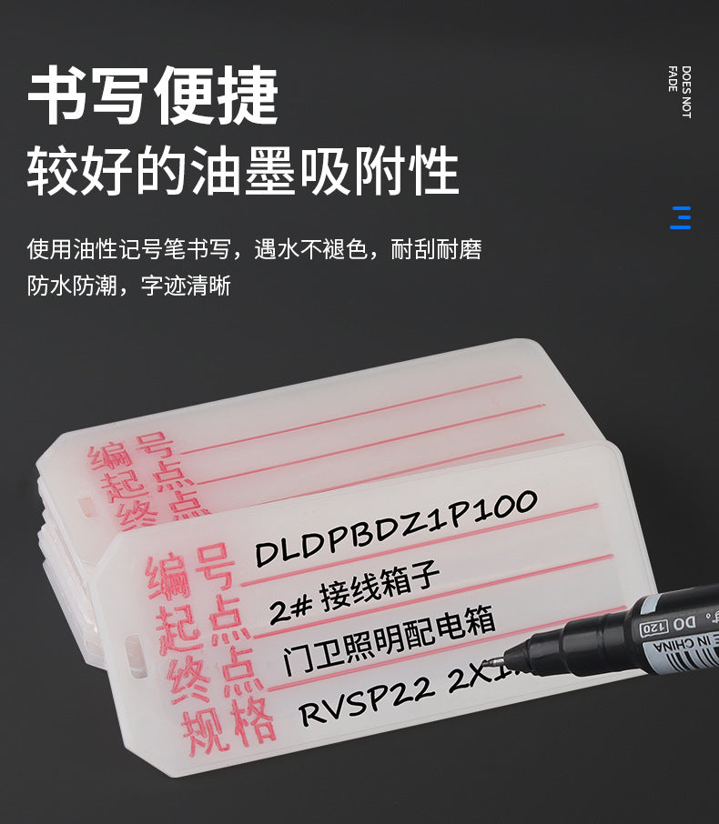 Cable tags with lettering, cable labels, cable tie tags, plastic cable tags, 500 pieces