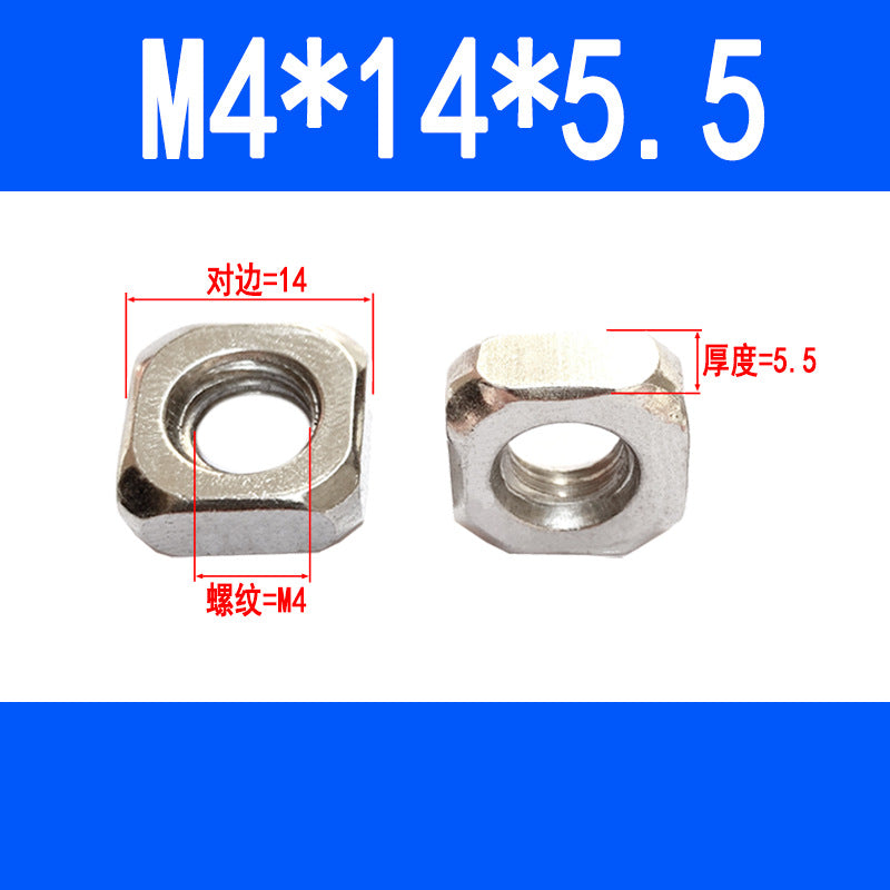Square nuts, square-shaped nuts, aluminum profile accessories, screw caps M4 M5 M6 M8 M10
