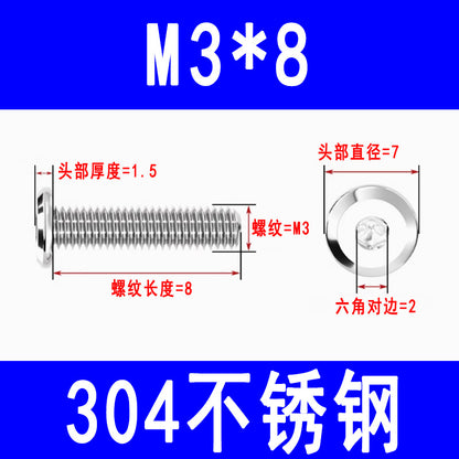 201/304 Stainless Steel Beveled Hex Socket Head Screws, Flat Head Hex Socket Furniture Screws M3 M4 M5 M6 M8
