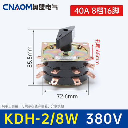 KDH25-2-8 Welding Machine Diverter Switch 40A Welding Machine Switch Changeover Switch KDH2-8 25A Copper Part