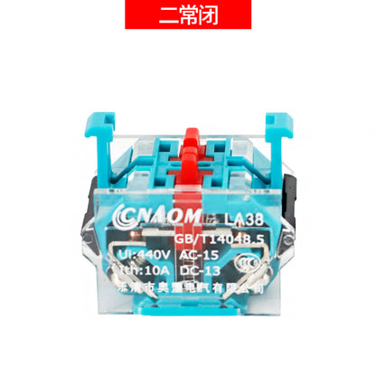 LA38-11BN Round Flat-Head Push Button Switch, Self-Resetting, Jog, Self-Locking, Start/Stop, with Symbols and Markings 22