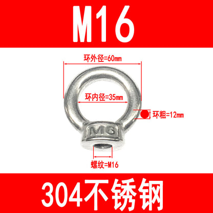 304 stainless steel eye bolts, ring bolts, marine bolts, lifting slings, eye nuts, round screws M6-M24