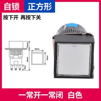LA16Y-11 Self-resetting, self-locking, LA16-11 round 16mm mini push-button switch, square, on/off.