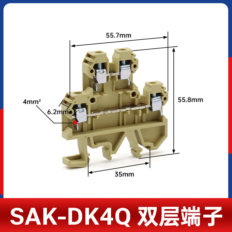 SAK-DK4Q Double-Layer Terminal Block JXB-4/35S1 Dual Input Dual Output DK4Q-LA Upper and Lower Layer Interconnection