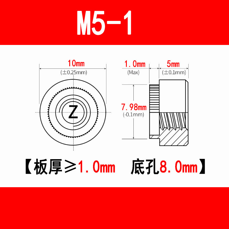 Galvanized expansion rivet nuts, pressure plate nuts, knurled flange nuts, round toothed nuts, M3, M4, M5, M6, M8
