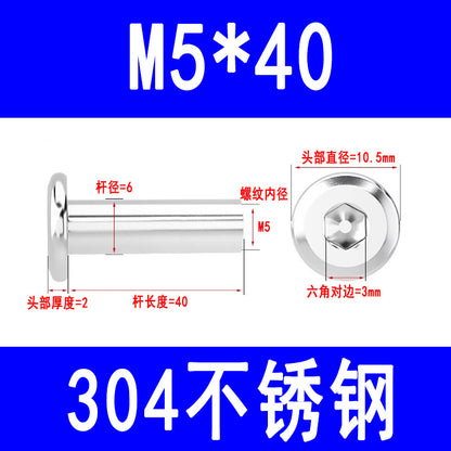 304 Stainless Steel Flat Head Beveled Hex Socket Nuts for Furniture Parting and Clamping M3 M4 M5 M6 M8