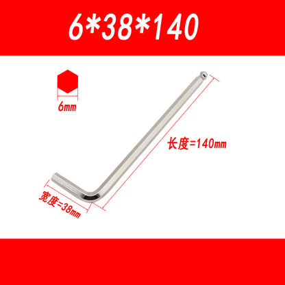 Medium-length ball-end hex wrench, L-shaped hex key, hexagonal wrench, 1.5-2-3-4-5-6mm