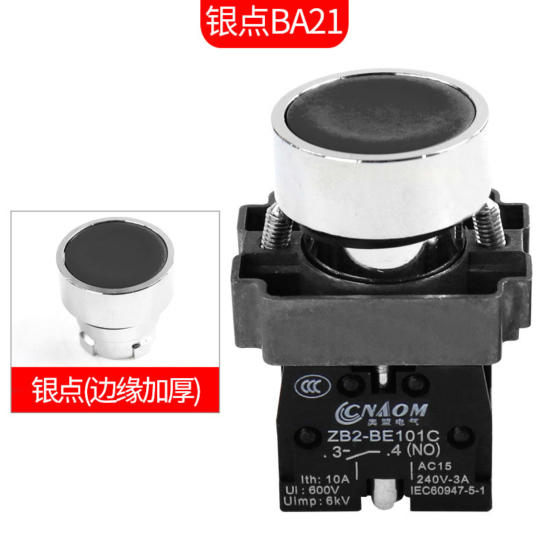 Flat-head push-button switch XB2, metal round self-resetting BA42C, one on/off switch BA31C, silver contact BA35