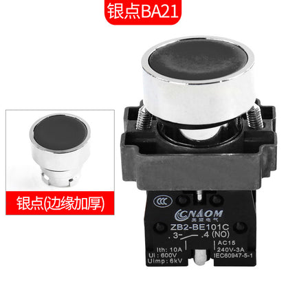 Flat-head push-button switch XB2, metal round self-resetting BA42C, one on/off switch BA31C, silver contact BA35