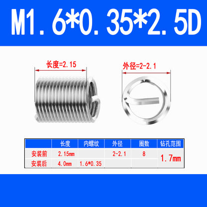 304 Stainless Steel Wire Thread Inserts, Screw Inserts, Threaded Inserts, Thread Protectors M1.6 M2 M2.5 M3 M4 M5 M6 M8 M10