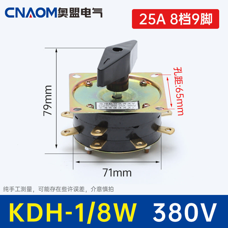 KDH25-2-8 Welding Machine Diverter Switch 40A Welding Machine Switch Changeover Switch KDH2-8 25A Copper Part
