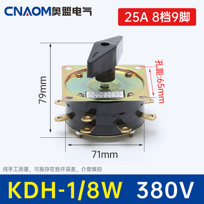 KDH25-2-8 Welding Machine Diverter Switch 40A Welding Machine Switch Changeover Switch KDH2-8 25A Copper Part