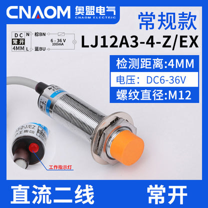 LJ12A3-4-Z/BX proximity switch, EX sensor probe, three-wire NPN normally open inductive switch, M12