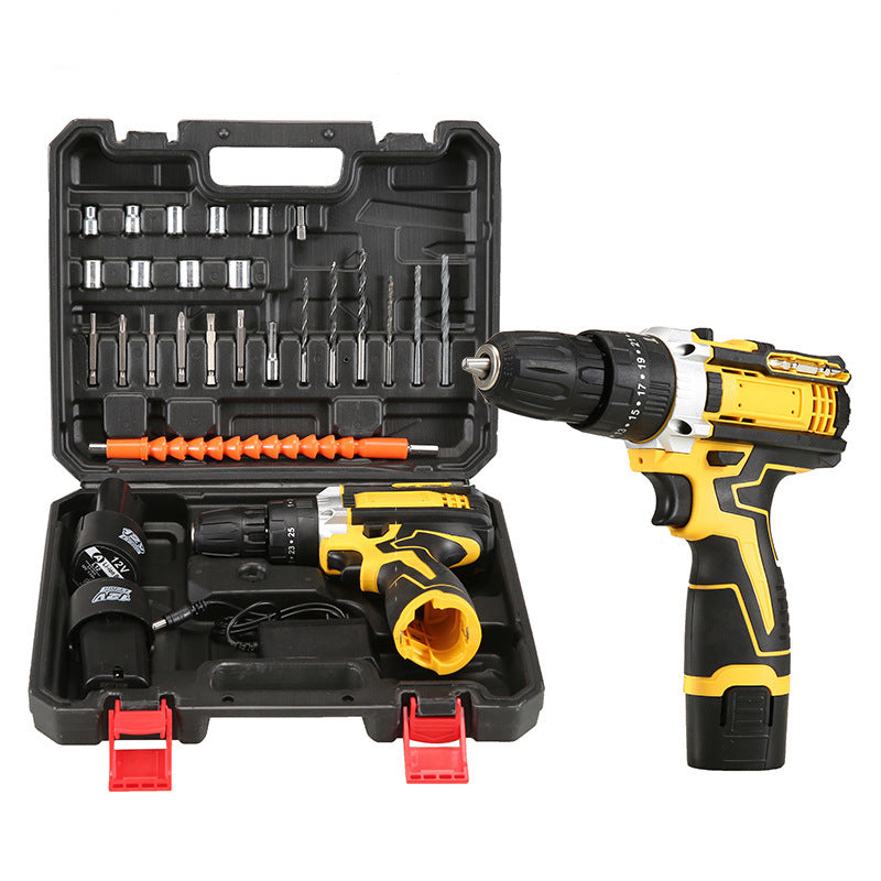 Electric screwdriver set, 12V lithium battery cordless drill, household cordless electric screwdriver.