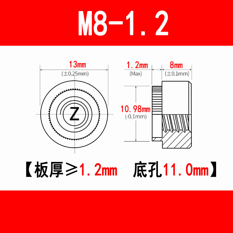 Galvanized expansion rivet nuts, pressure plate nuts, knurled flange nuts, round toothed nuts, M3, M4, M5, M6, M8