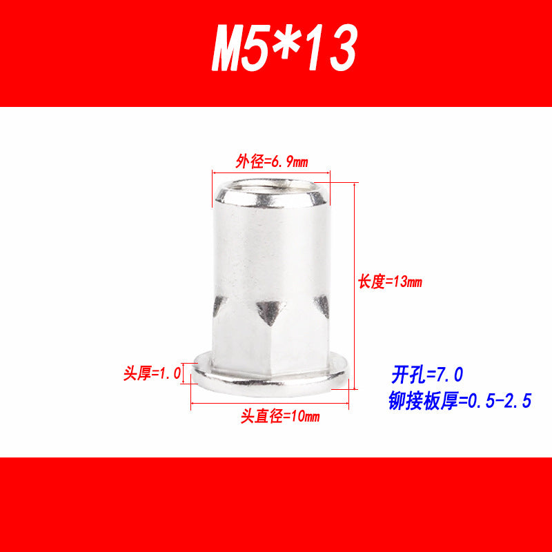 304 Stainless Steel Flat Head Semi-Hexagonal Rivet Nuts, Rivet Seals, Rivet Threads, Rivet Nuts, Rivet Thread ...