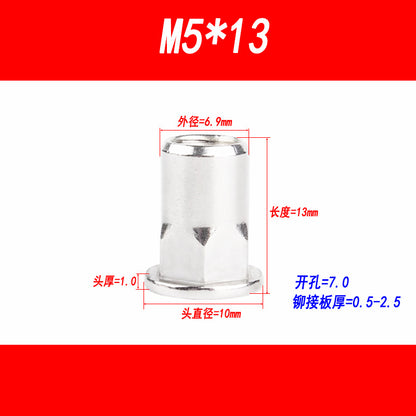 304 Stainless Steel Flat Head Semi-Hexagonal Rivet Nuts, Rivet Seals, Rivet Threads, Rivet Nuts, Rivet Thread ...