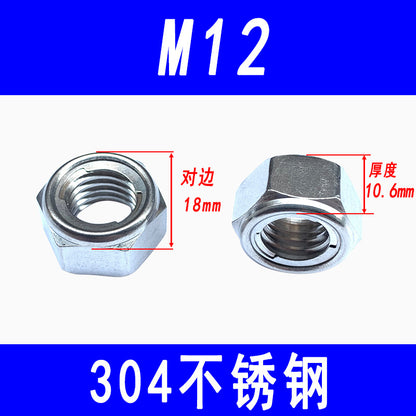 304 Stainless Steel Metal Locking Nut Hexagonal Anti-loosening Nut Anti-slip Self-locking Nut M4 M5 M6 M8 M10 M12