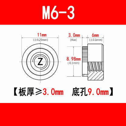 Galvanized expansion rivet nuts, pressure plate nuts, knurled flange nuts, round toothed nuts, M3, M4, M5, M6, M8