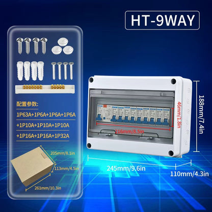 Cross-border waterproof distribution box, IP65 surface-mounted plastic household distribution box with circuit breaker.