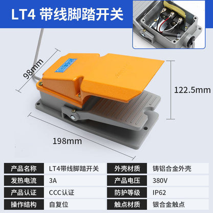 Foot switch LT4 with 2-meter cable YDT1-15 16 18 Foot switch LTH-1/6 machine tool silver dot pedal