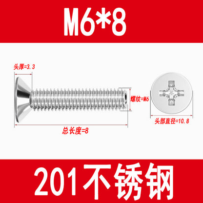 Manufacturer of 201 Stainless Steel Countersunk Screws, Flat Head Phillips Screws, Machine Screws with Phillips Slot, M3M4M5M6M8