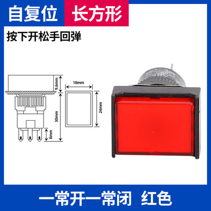 LA16Y-11 Self-resetting, self-locking, LA16-11 round 16mm mini push-button switch, square, on/off.