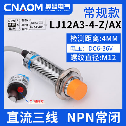 LJ12A3-4-Z/BX proximity switch, EX sensor probe, three-wire NPN normally open inductive switch, M12