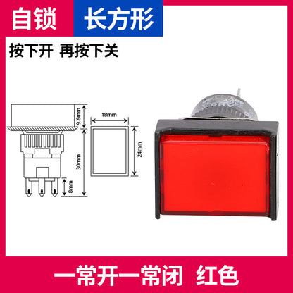 LA16Y-11 Self-resetting, self-locking, LA16-11 round 16mm mini push-button switch, square, on/off.