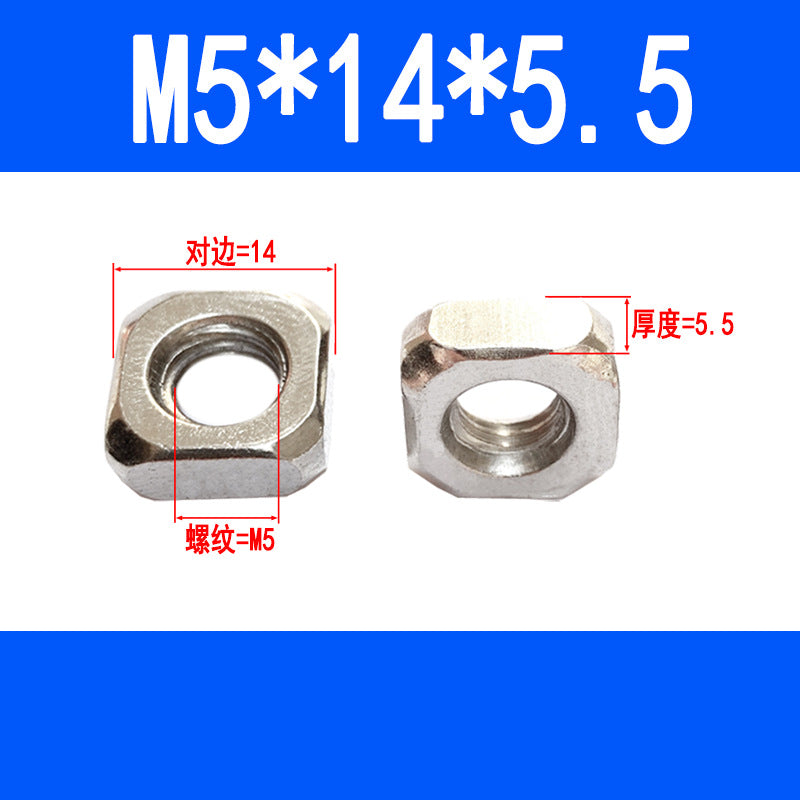 Square nuts, square-shaped nuts, aluminum profile accessories, screw caps M4 M5 M6 M8 M10