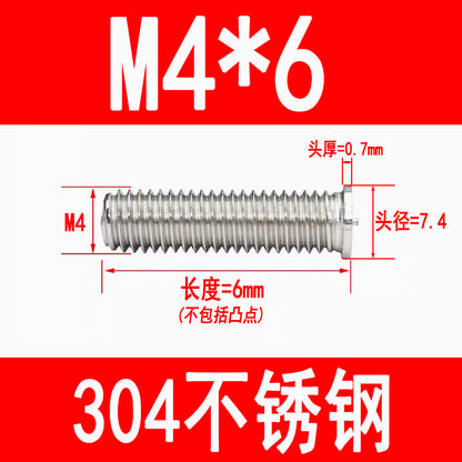 PT type 304 stainless steel welded screws, including welded studs, spot welded studs, and welded bolts (M3, M4, M5, M6, M8).