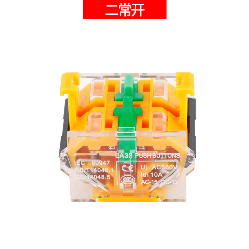 LA38-11BN Round Flat-Head Push Button Switch, Self-Resetting, Jog, Self-Locking, Start/Stop, with Symbols and Markings 22
