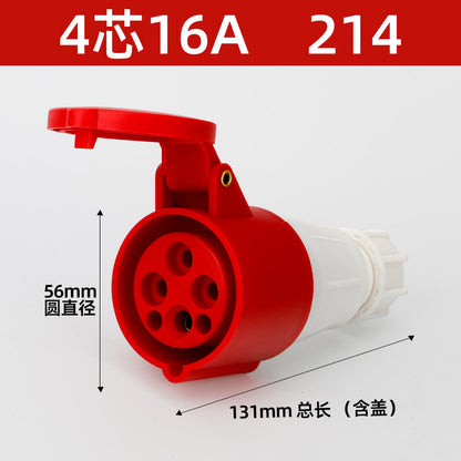 16/32A industrial plug, aviation socket connector, three-phase four-wire, 3/4/5-pin industrial waterproof mating plug