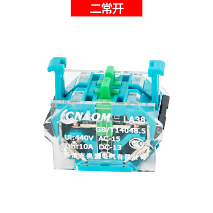 LA38-11BN Round Flat-Head Push Button Switch, Self-Resetting, Jog, Self-Locking, Start/Stop, with Symbols and Markings 22