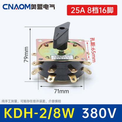 KDH25-2-8 Welding Machine Diverter Switch 40A Welding Machine Switch Changeover Switch KDH2-8 25A Copper Part