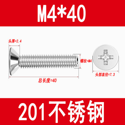 Manufacturer of 201 Stainless Steel Countersunk Screws, Flat Head Phillips Screws, Machine Screws with Phillips Slot, M3M4M5M6M8