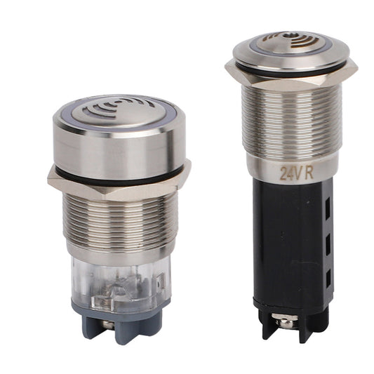 19mm waterproof stainless steel buzzer, 22mm metal buzzer, constantly lit and sounding, safety alarm light 16.