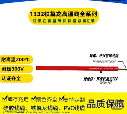 UL1332 FEP High-Temperature Wire – 12AWG to 30AWG, Tinned Copper, 300V